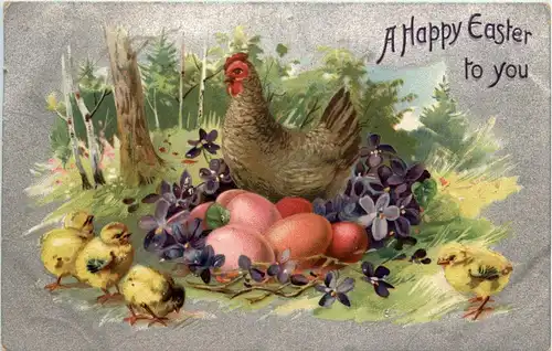 Easter Greetings - Chicken - Prägekarte -254524