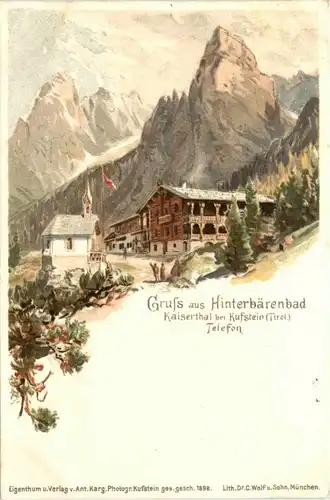 Gruss aus Hinterbärenbad - Kufstein - Litho -254006