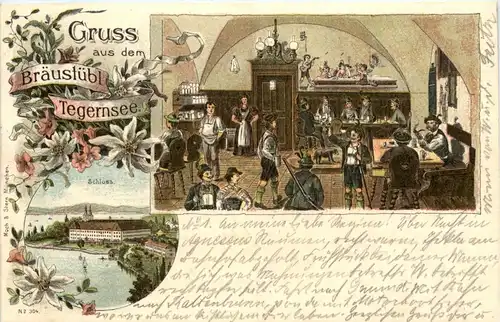 Gruss aus dem Bräustübl Tegernsee - Litho -255448