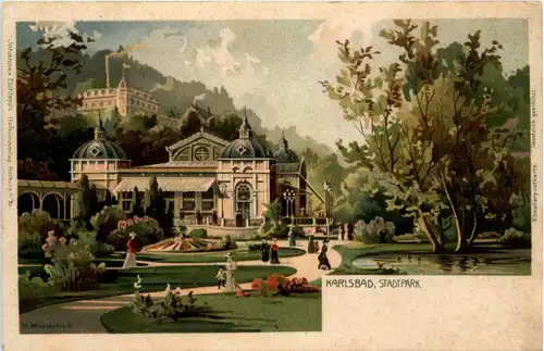 Karlsbad - Stadtpark - Litho -254896