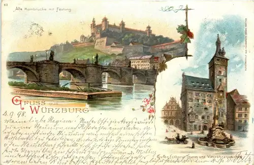 Gruss aus Würzburg - Litho -255644