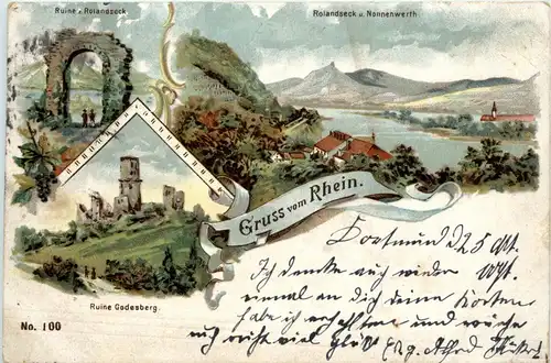 Gruss vom Rhein - Godesberg - Litho -256754