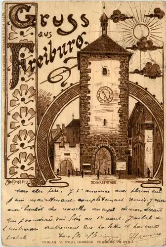 Gruss aus Freiburg - Litho -257258