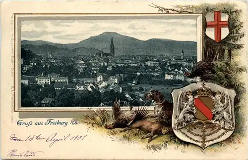 Gruss aus Freiburg - Litho -257214