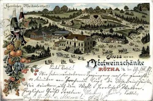 Gruss aus der Obstweinschänke Rötha - Litho Wein -256790