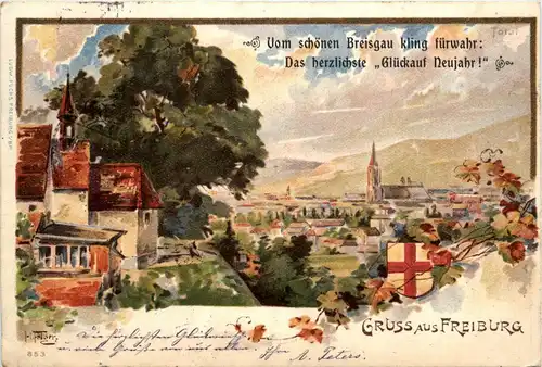 Gruss aus Freiburg - Litho -257328