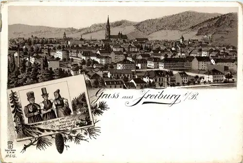 Gruss aus Freiburg - Litho -257226