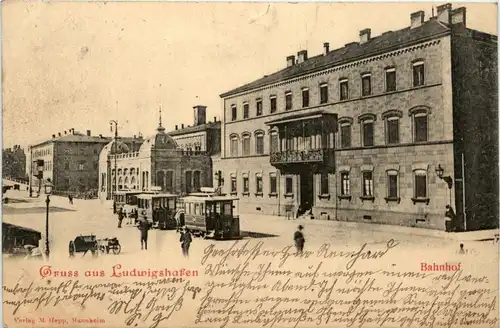 Gruss aus Ludwigshafen - Bahnhof - Strassenbahn -250516