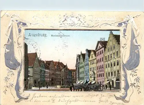 Gruss aus Augsburg - Prägekarte -250348