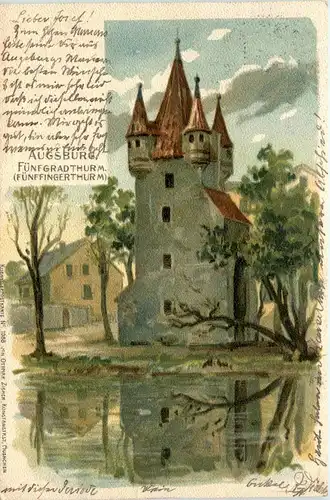 Gruss aus Augsburg- Litho -250368