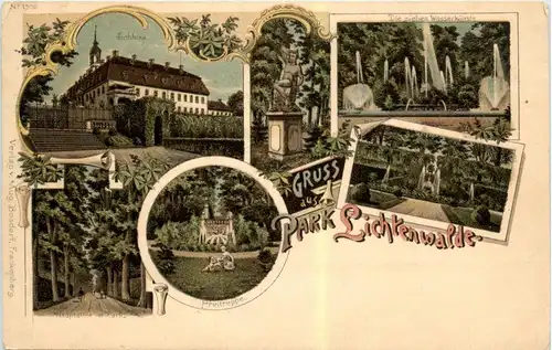 Gruss aus Park Lichtenwalde - Litho -251416