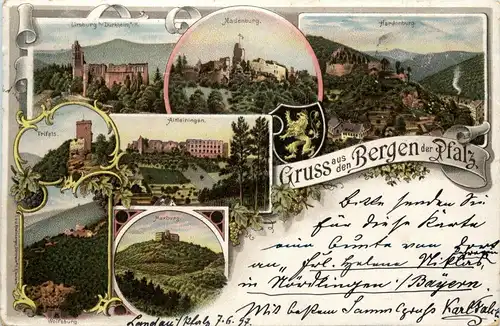 Gruss aus den Bergen der Pfalz - Litho -251636