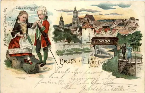 Gruss aus Hall - Litho -251262