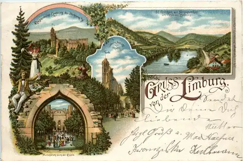 Gruss von der Limburg bei Bad Dürckheim - Litho -251692