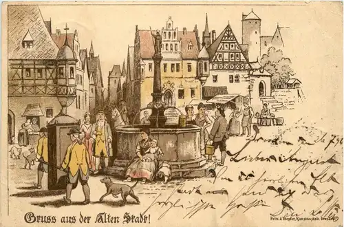 Dresden - Gruss aus der Alten Stadt - Litho -253140