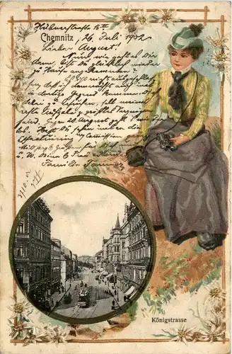 Chemnitz - Litho - Prägekarte -253134