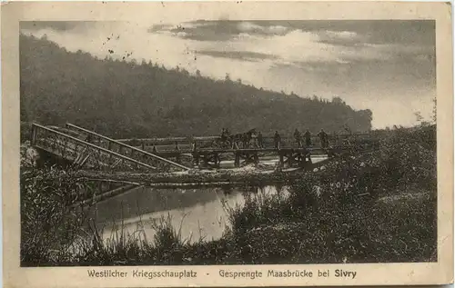 Gesprengte Brücke bei Sivry - Feldpost -247040