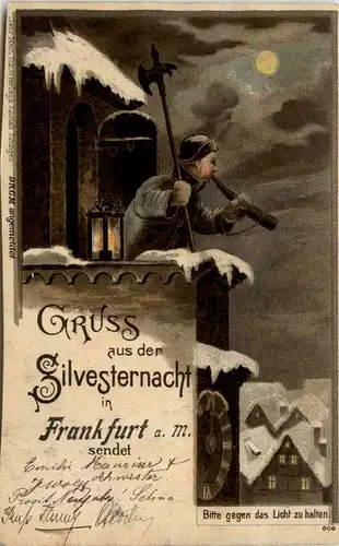 Frankfurt - Gruss aus der silvesternacht - Litho - Halt gegen Licht -246504