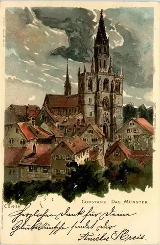 Konstanz - Litho - Künstlerkarte C. Biese - Stempel Privat Post Frankfurt -246074