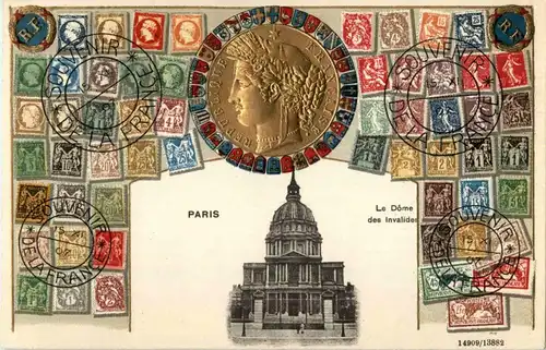 Paris - Le Dome des Invalides - Litho Prägekarte -17168