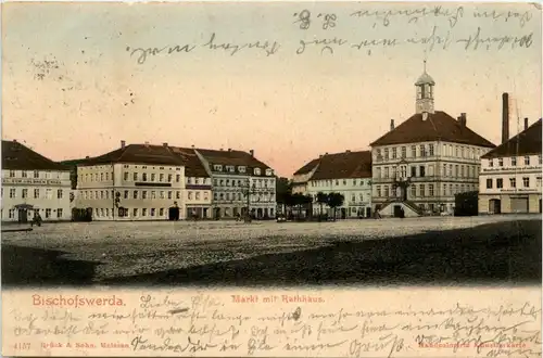 Bischofswerda - Markt mit Rathaus -247912