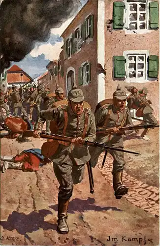 Im Kampf - Künstlerkarte O. Merte - Feldpost -247566