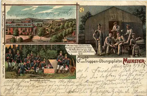 Gruss vom Truppenübungsplatz Munster - Litho -248212