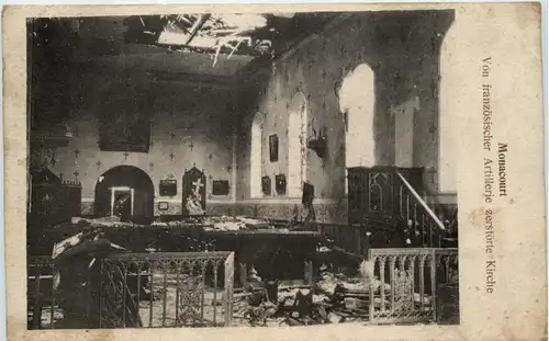 Monacourt - von französischer Artillerie zerschossene Häuser - Feldpost -246624