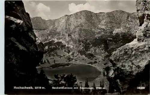 Mariazell/Steiermark - Hochschwab, Sackwiesensee mit Seemauer -308232