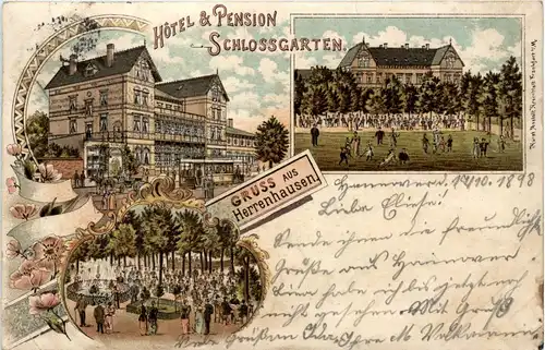 Gruss aus Hotel Schlossgarten Herrenhausen - Litho -248058