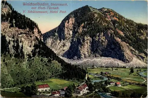 Mürzzuschlag/Steiermark - Weichselboden mit Hoch-Türnach. V.Schützenauer, Hotel Post -309170