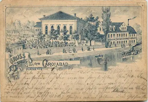 Pirna - Gruss aus dem Carolabad - Litho 1895 -267770