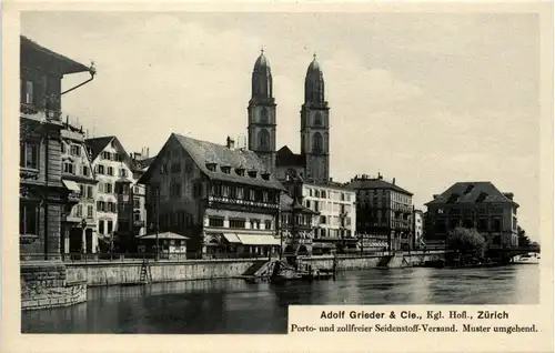 Zürich - Werbekarte Adolf Grieder - Seidenstoff Versand -269318