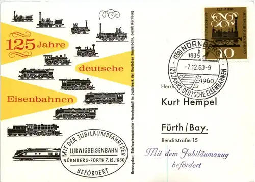 125 Jahre deutsche Eisenbahn - mit Stempel Mit dem Jubiläumszug befördert -219962