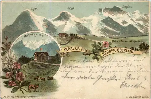 Gruss vom Berner Oberland Wengernalp - Litho -268408