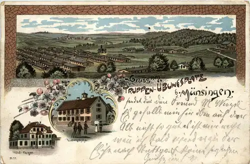 Gruss vom Truppen Übungsplatz bei Münsingen - Litho -270954