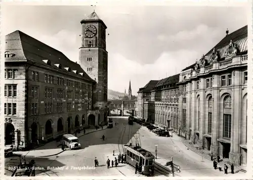 St. gallen - Bahnhof und Postgebäude - Tram -272898