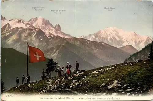 La chaine du Mont Blanc - Vue prise au dessus de Salvan -272776