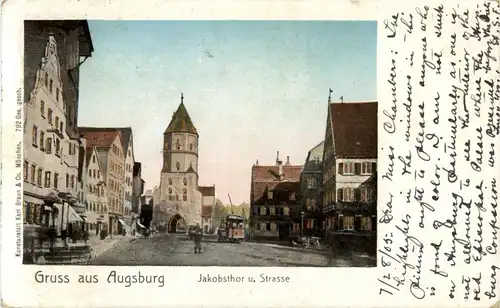 Gruss aus Augsburg - Jakobsthor - Karl Braun -30618