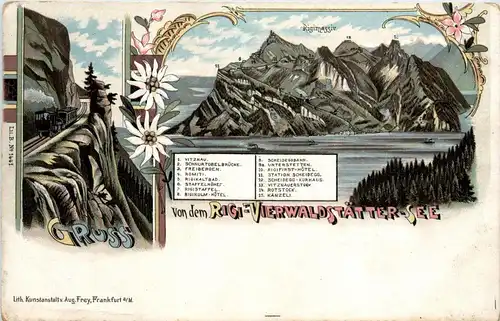 Gruss von dem Rigi Vierwaldstätter See - Litho -272838