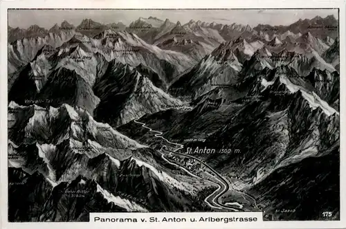 St.Anton am Arlberg/Tirol - St.Anton, Panorama v.St.Anton und Arlbergstrasse -311140