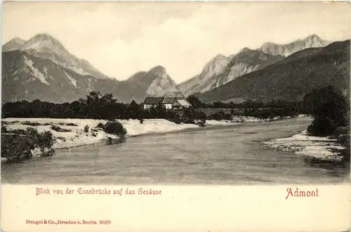 Admont/Steiermark - Admont, Blick von der Ennsbrücke auf das Gesäuse -310790