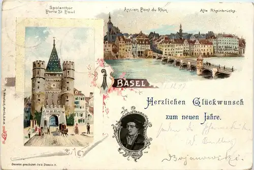 Basel - Herzlichen Glückwunsch zum neuen Jahre - Litho -274718
