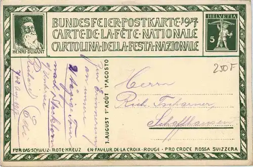 Bundesfeier Postkarte 1917 -275088