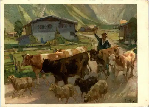 Heimkehr von der Alp - Künstlerkarte Hodler -274908