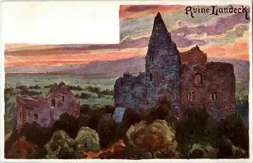 Ruine Landeck - Künstlerkarte Bieser -32830