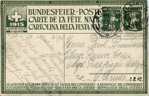 Bundesfeier Postkarte 1915 -274194