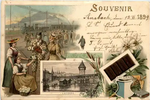 Souvenir Lucerrne - Werbekarte suchard - Litho -275964