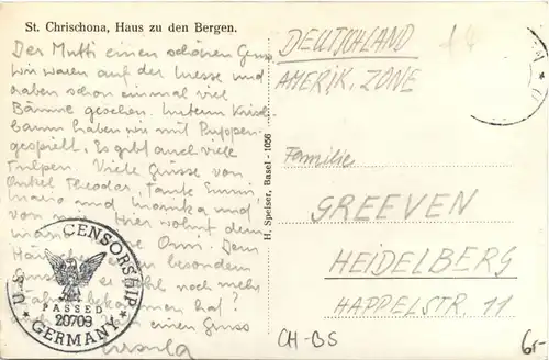 St. Chrischona mit Zensurstempel US Armee -275594