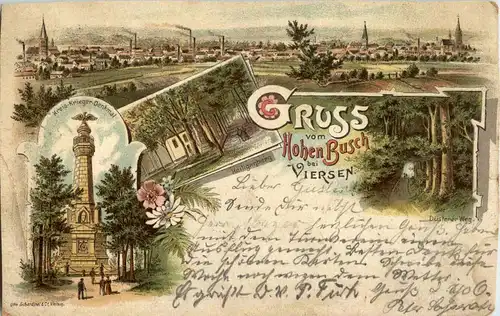 Gruss vom Hohen busch bei Viersen - Litho -34114